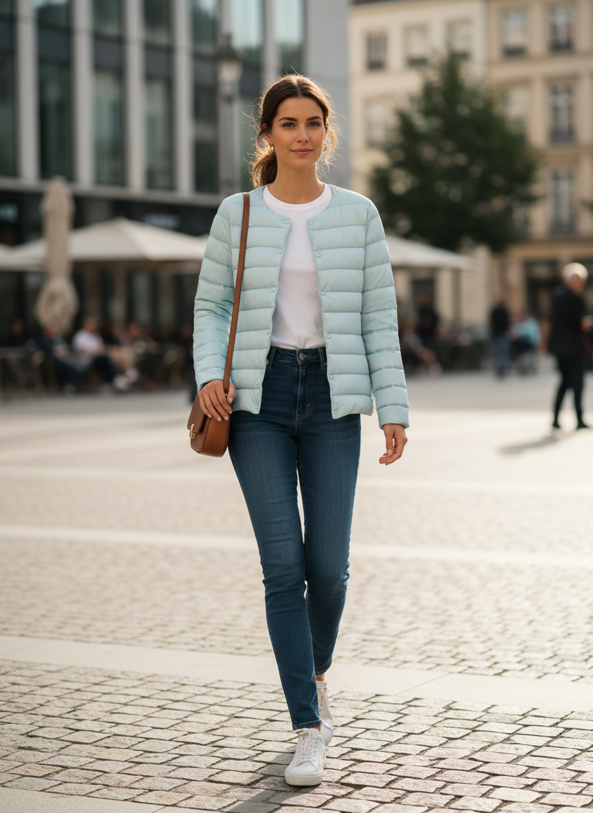 Lightweight Women's Quilted Jacket with Press Studs