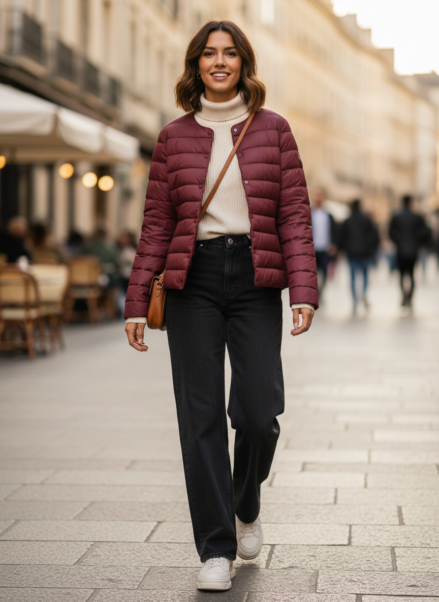Lightweight Women's Quilted Jacket with Press Studs