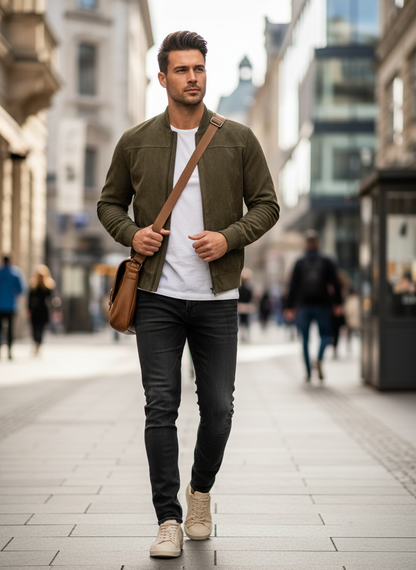Men's High Waist Straight Cut Pleated Trousers