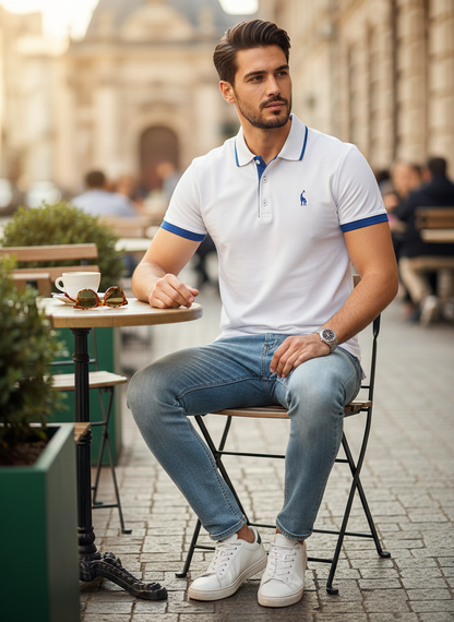Men's Contrast Collar Short Sleeve Polo Shirt