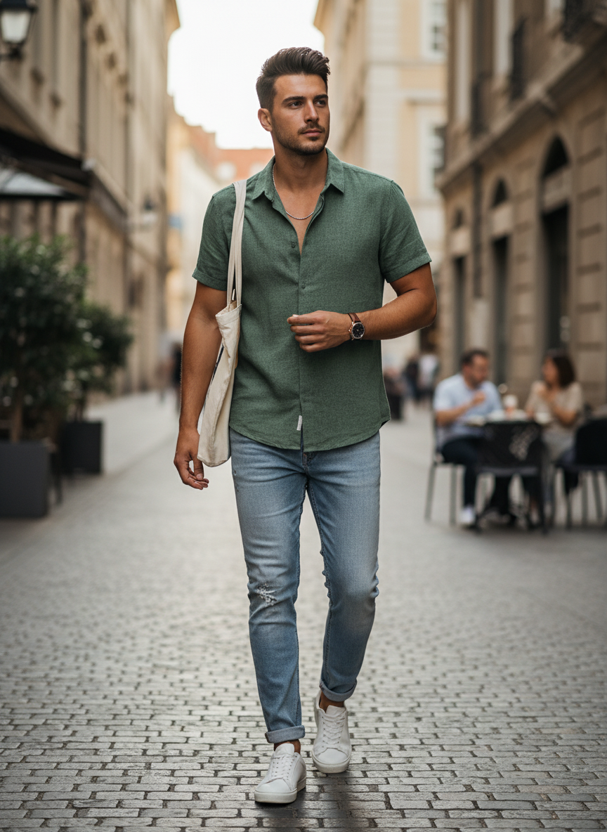 Men's Kent Collar Short Sleeve Shirt