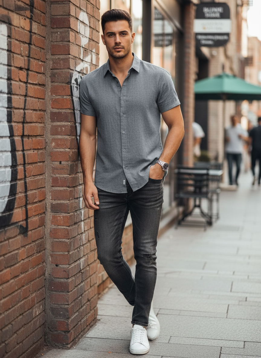 Men's Kent Collar Short Sleeve Shirt