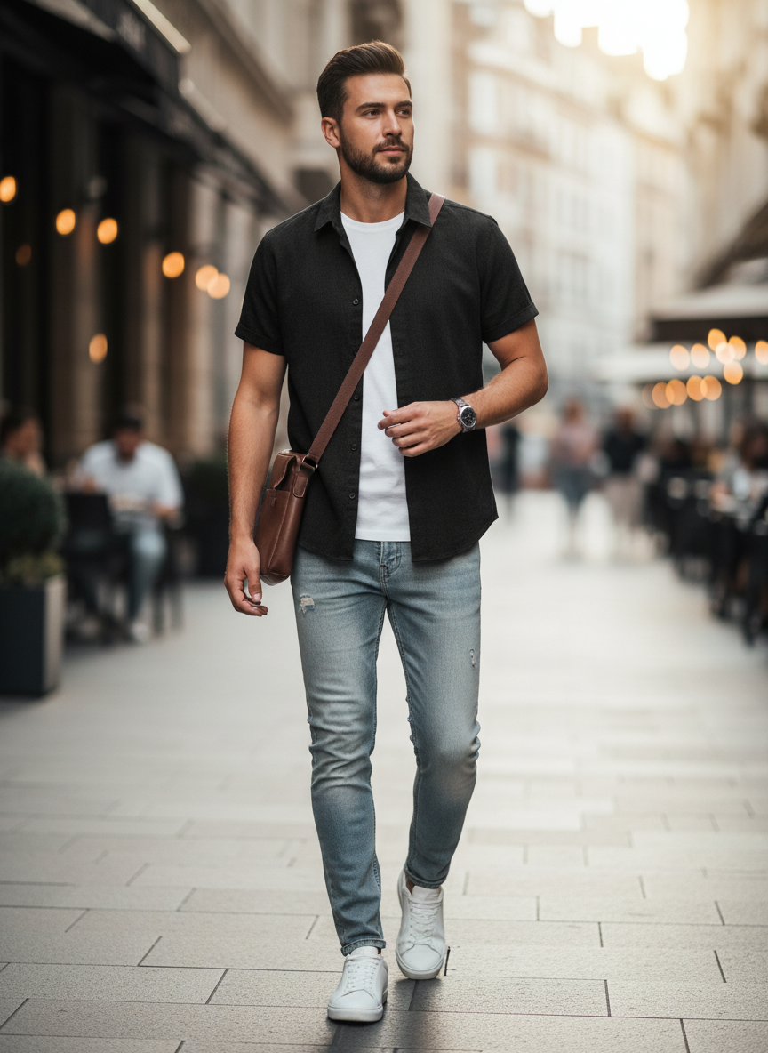 Men's Kent Collar Short Sleeve Shirt