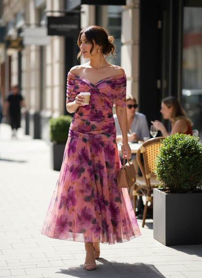 Women's Off-Shoulder Chiffon Evening Dress