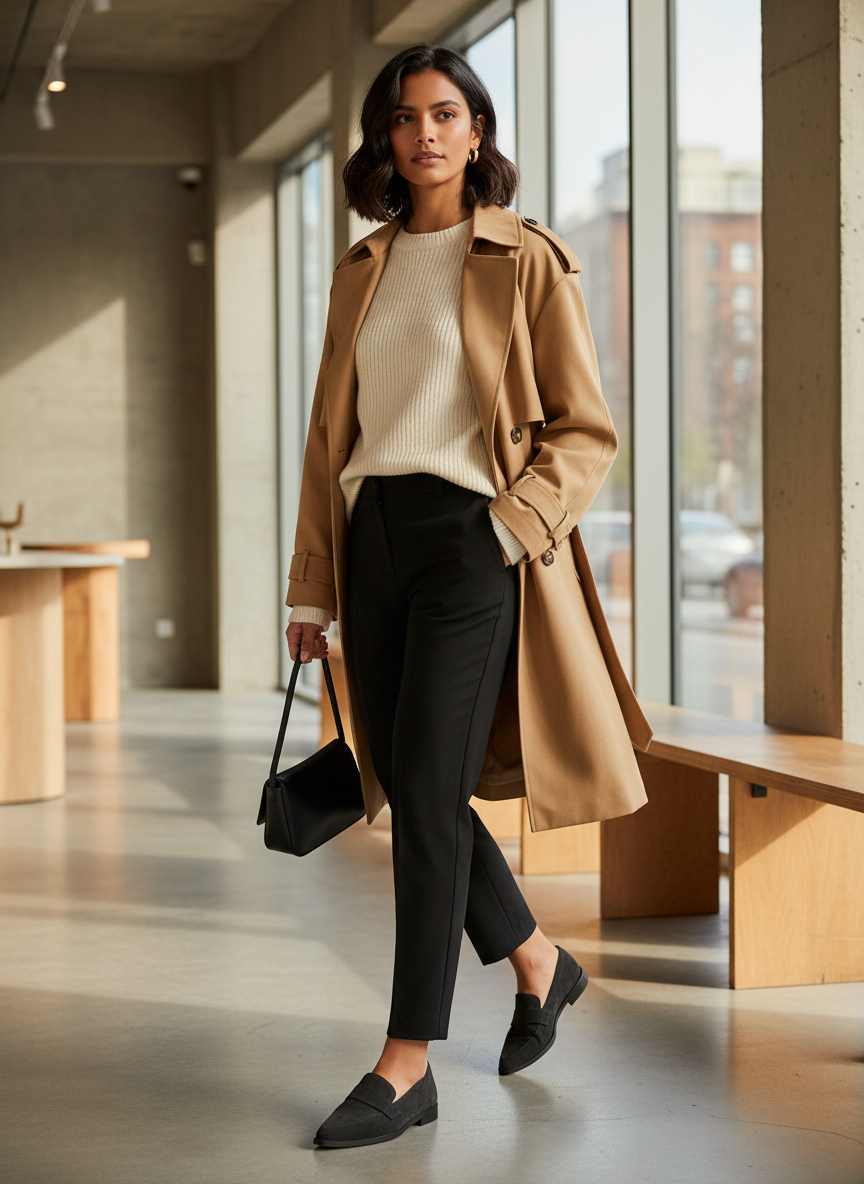Brown Suede Pointed Loafers for Women