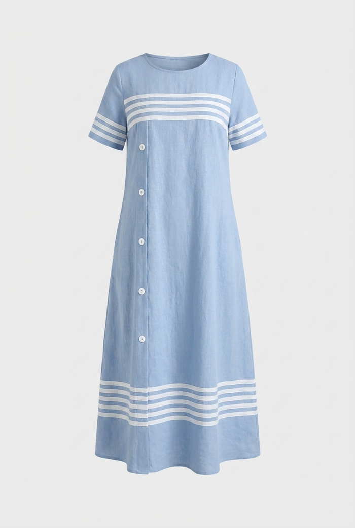 Women's Linen-Look Midi | Stripe Trim