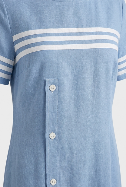 Women's Linen-Look Midi | Stripe Trim