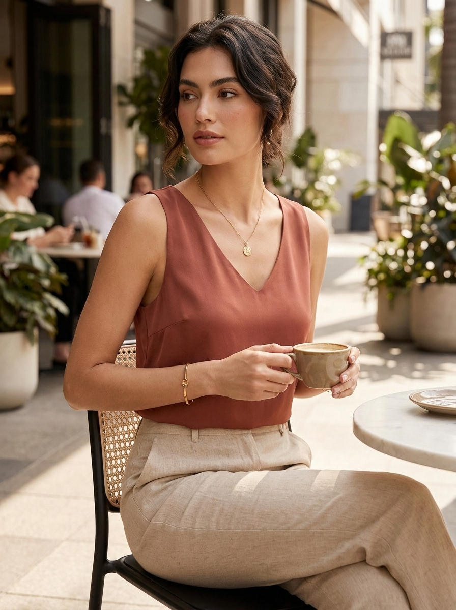 Sleeveless V-Neck Top for Women