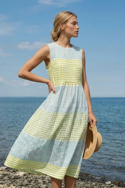 Women's Gingham Midi Dress | Tiered