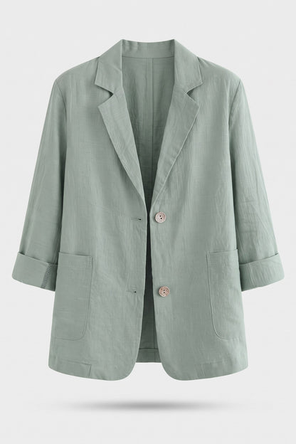 Women's Notched Lapel Blazer | Curved Hem — Light Green — packshot