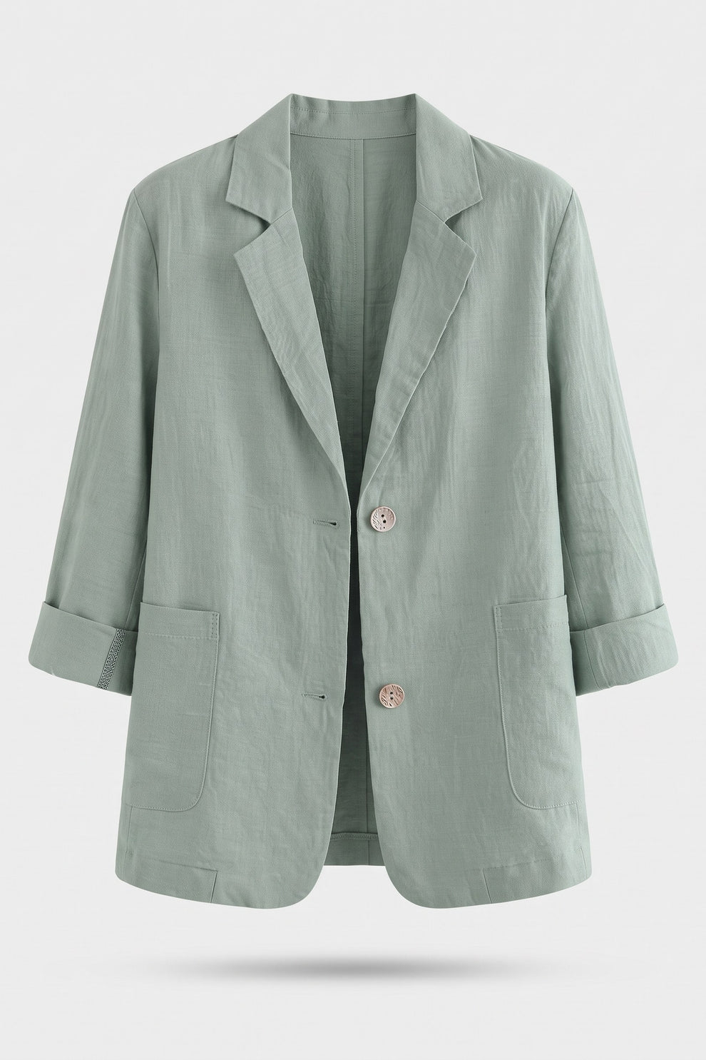 Women's Notched Lapel Blazer | Curved Hem — Light Green — packshot