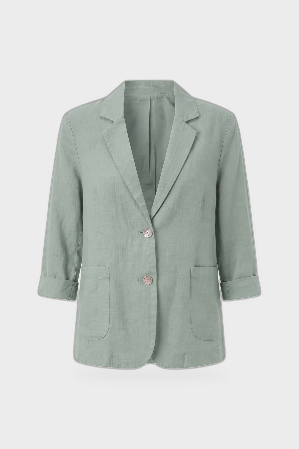 Women's Notched Lapel Blazer | Curved Hem — Light Green — product view