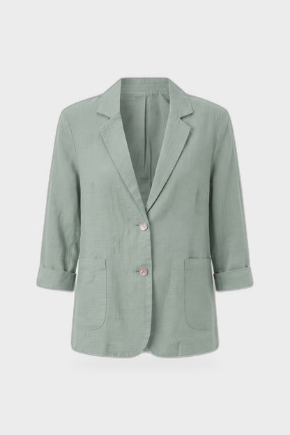 Women's Notched Lapel Blazer | Curved Hem — Light Green — product view