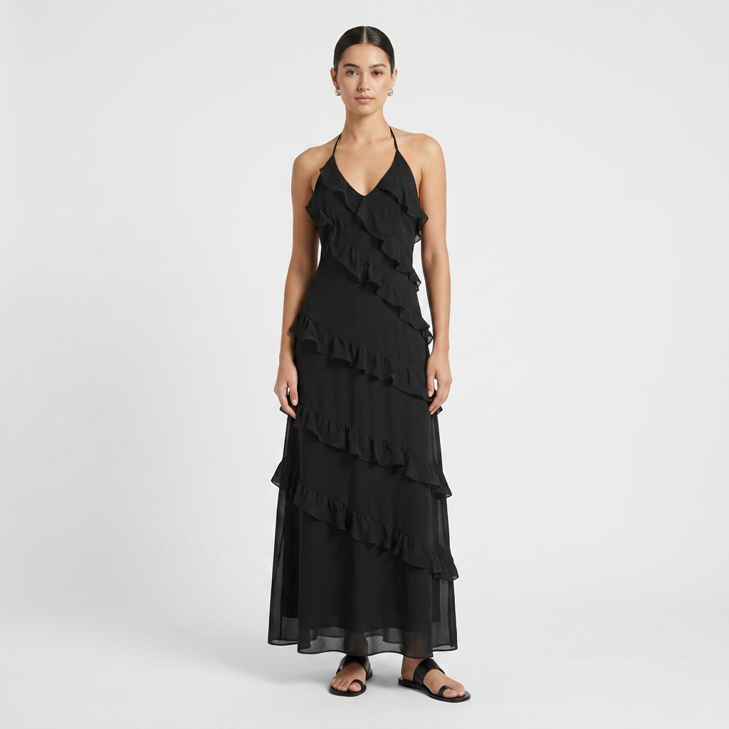Women's Ruffle Maxi Dress | Halter