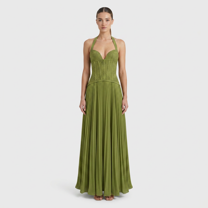 Women's Corset Pleated Maxi | Halter