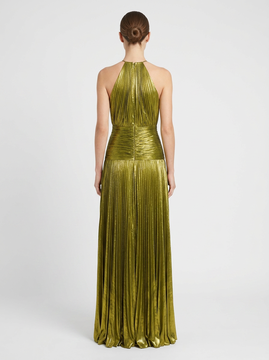 Women's Metallic Halter Maxi | Slit