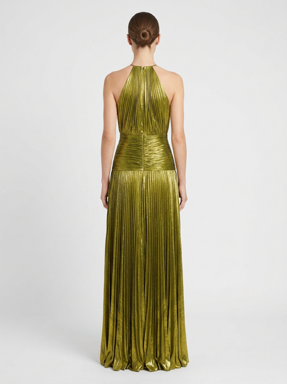 Women's Metallic Halter Maxi | Slit
