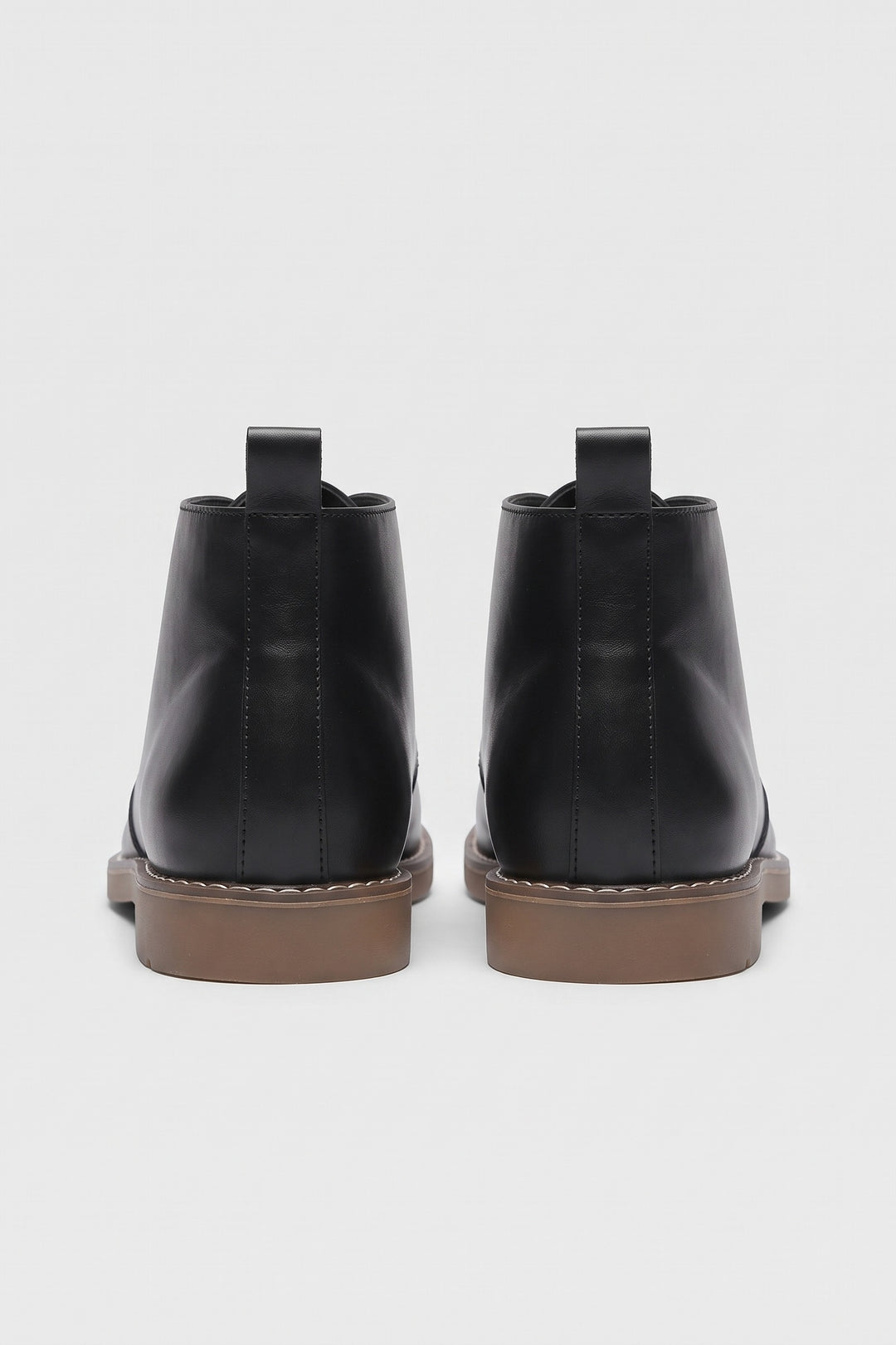 Men's Lace-Up Desert Boots | Round Toe — Black — shoe_back — on model