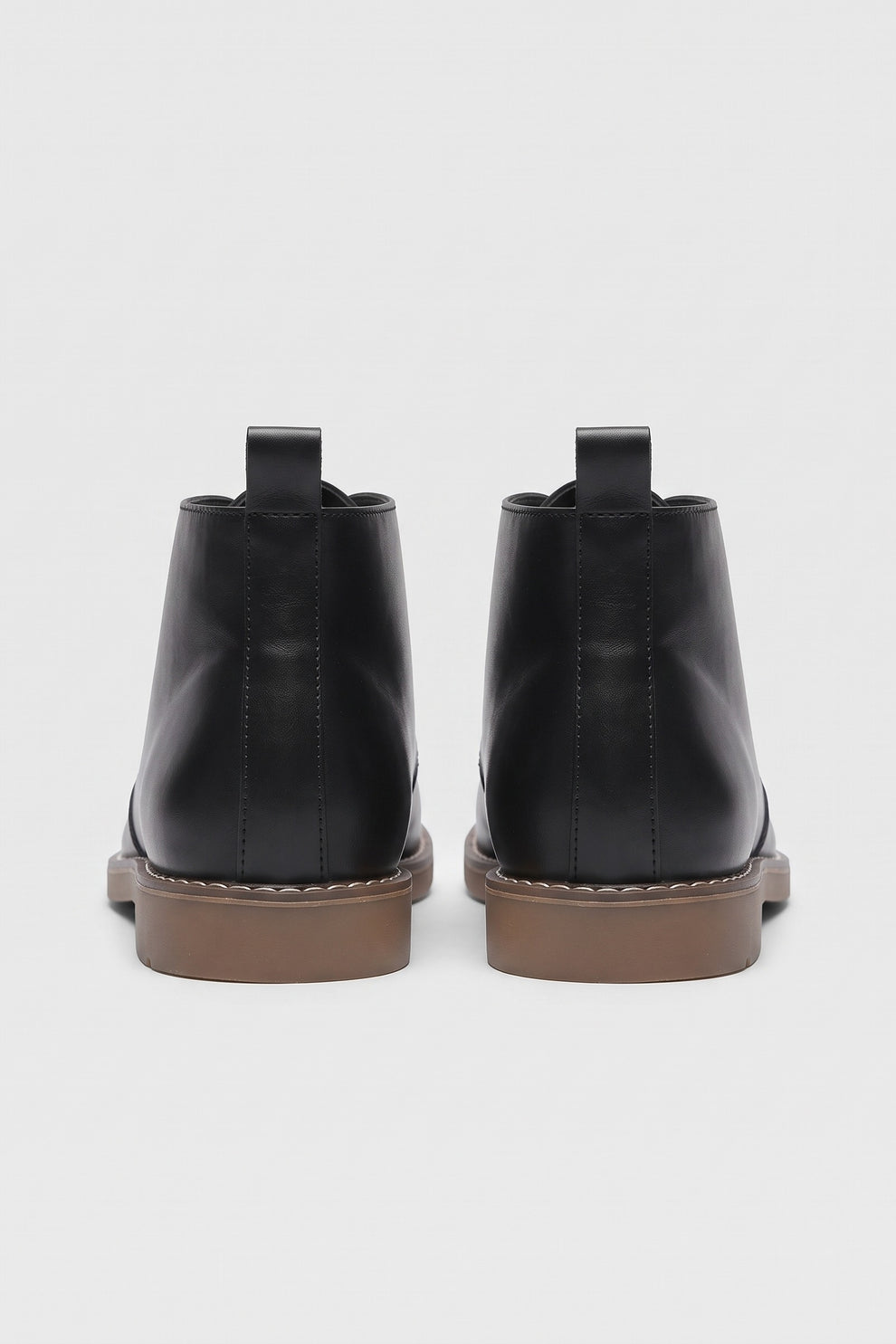 Men's Lace-Up Desert Boots | Round Toe — Black — shoe_back — on model
