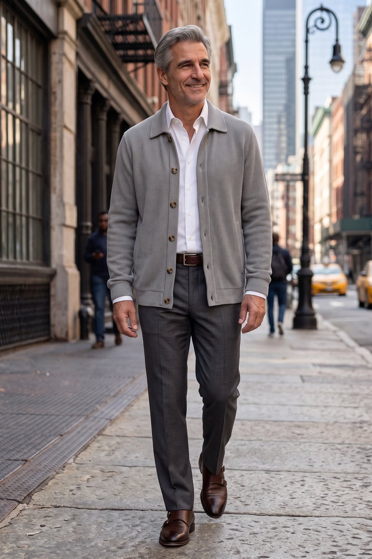 Men's Overshirt Jacket | Spread Collar — Grey — lifestyle — on model