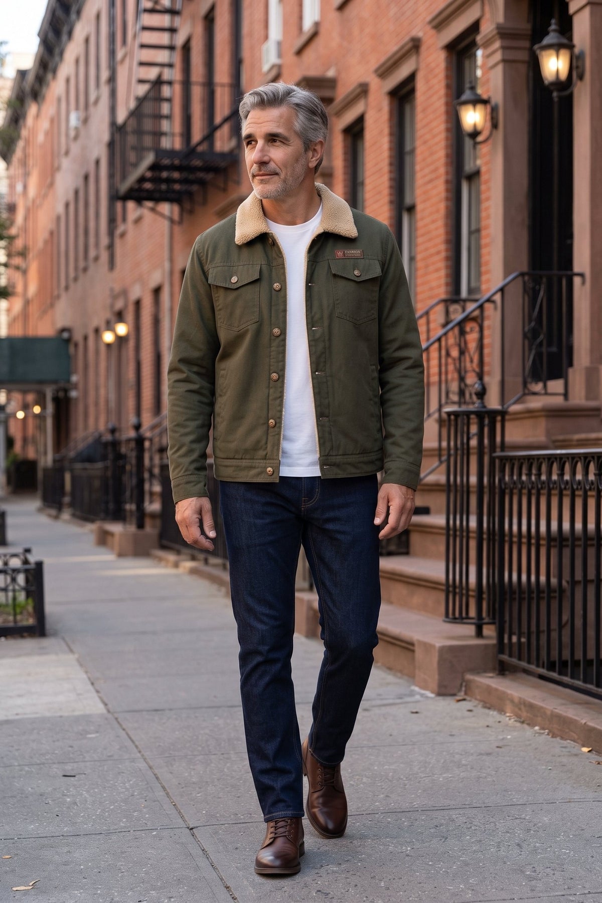 Men's Ranch Jacket | Contrast Collar — Black — lifestyle — on model
