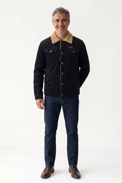 Men's Ranch Jacket | Contrast Collar — Green — front view — on model