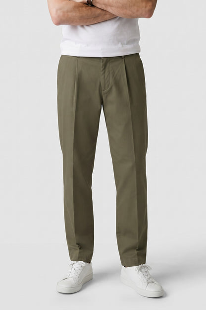 Men's High-Waist Suit Trousers | Wide Leg — Olive Green — front view — on model