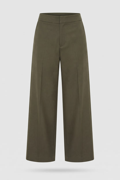 Men's High-Waist Suit Trousers | Wide Leg — Olive Green — packshot