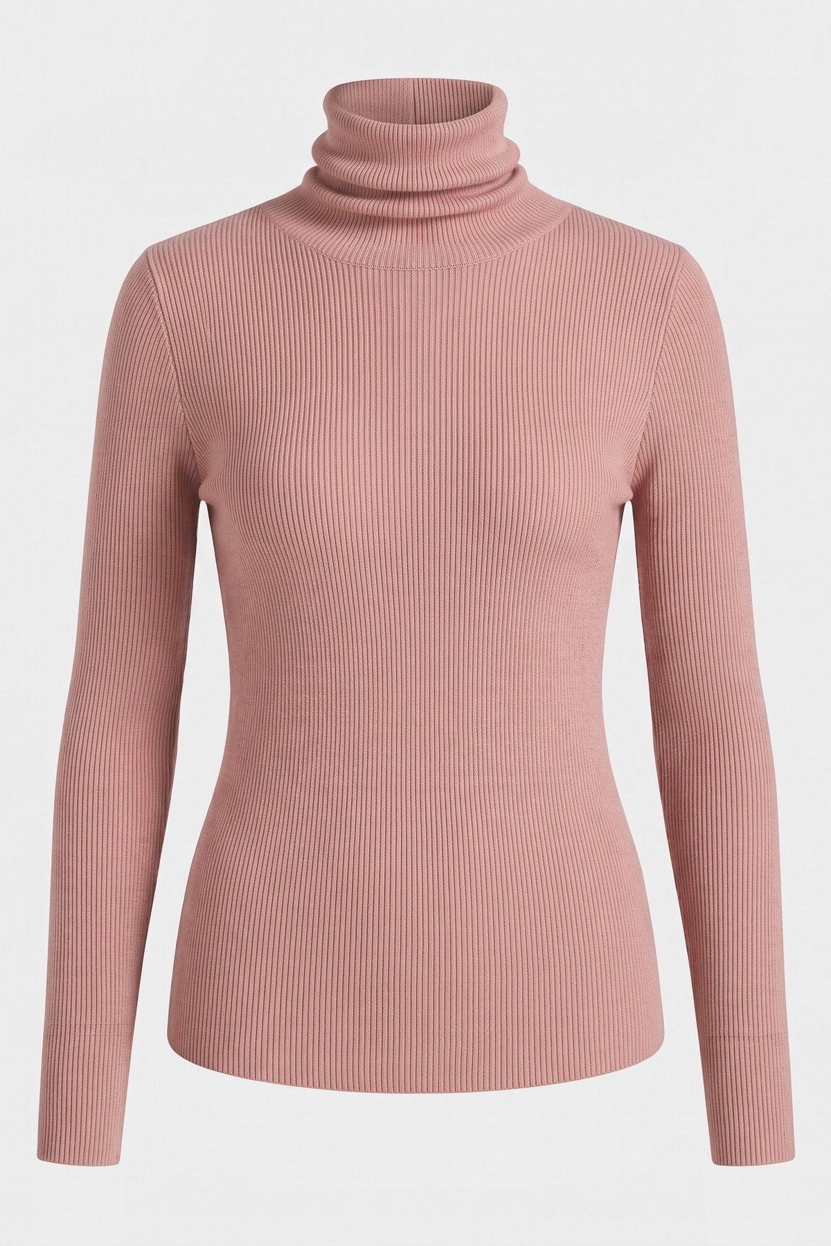 Women's Fitted Turtleneck Sweater | Ribbed — Pink — packshot