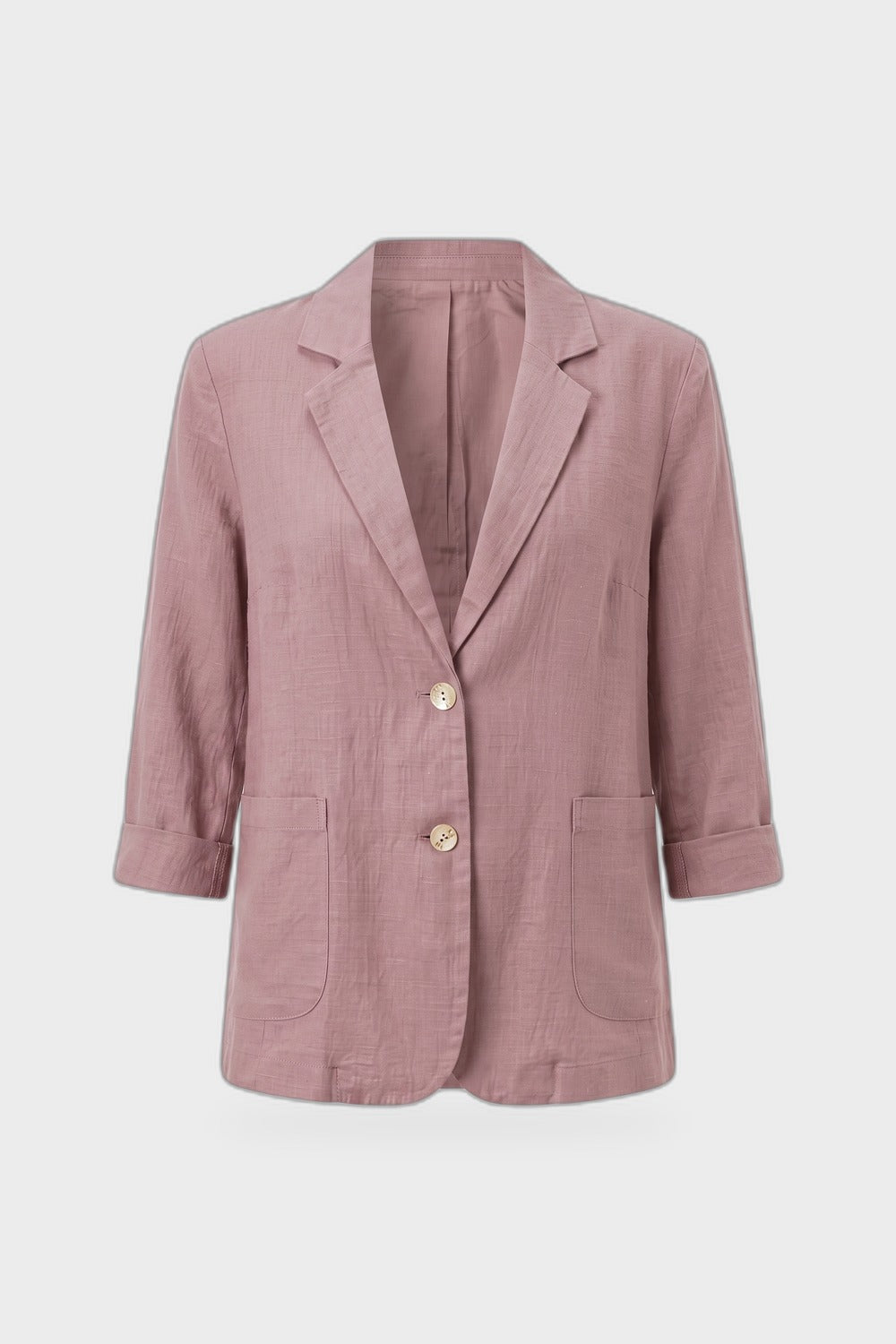 Women's Notched Lapel Blazer | Curved Hem — Pink — product view