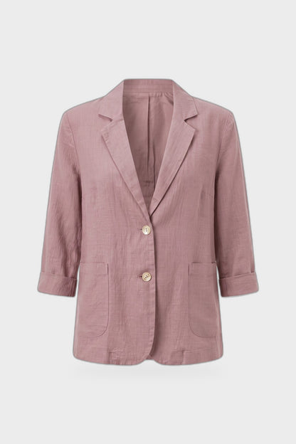 Women's Notched Lapel Blazer | Curved Hem — Pink — product view