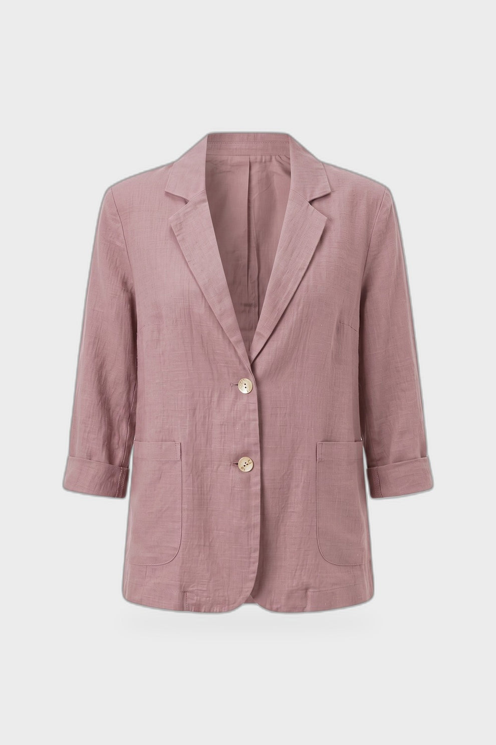 Women's Notched Lapel Blazer | Curved Hem — Pink — product view