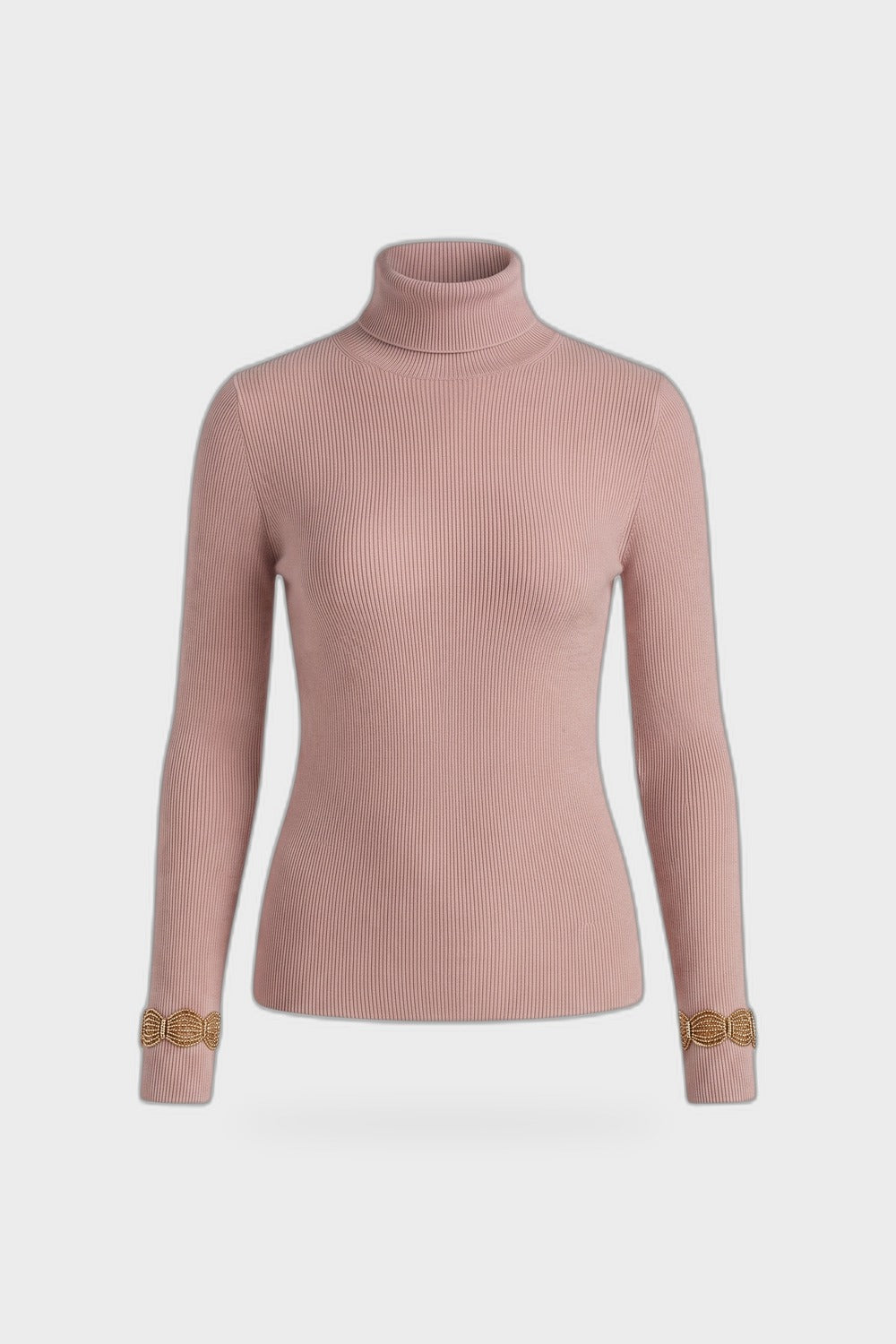 Women's Fitted Turtleneck Sweater | Ribbed — Pink — product view