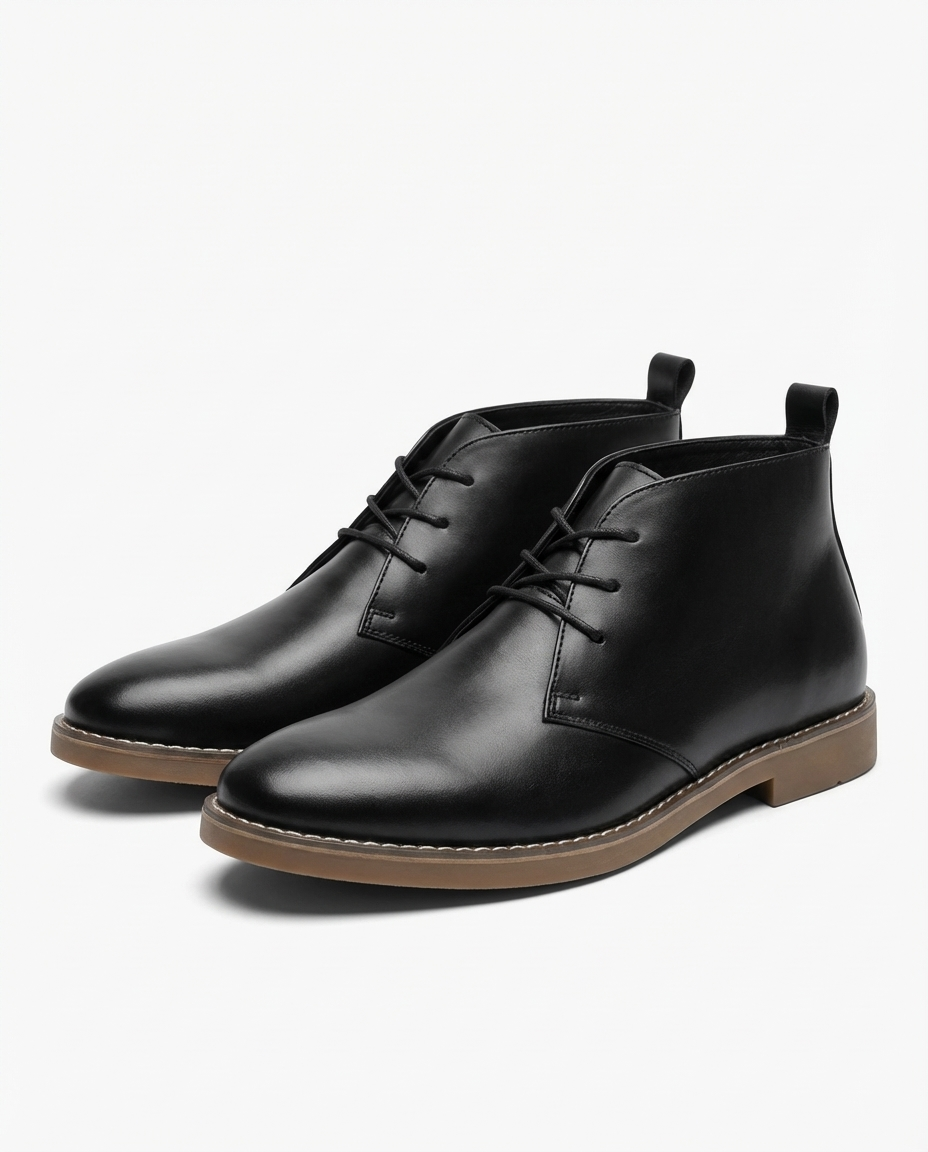 Men's ankle-height desert boots with lace-up front and round toe