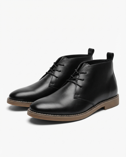 Men's ankle-height desert boots with lace-up front and round toe