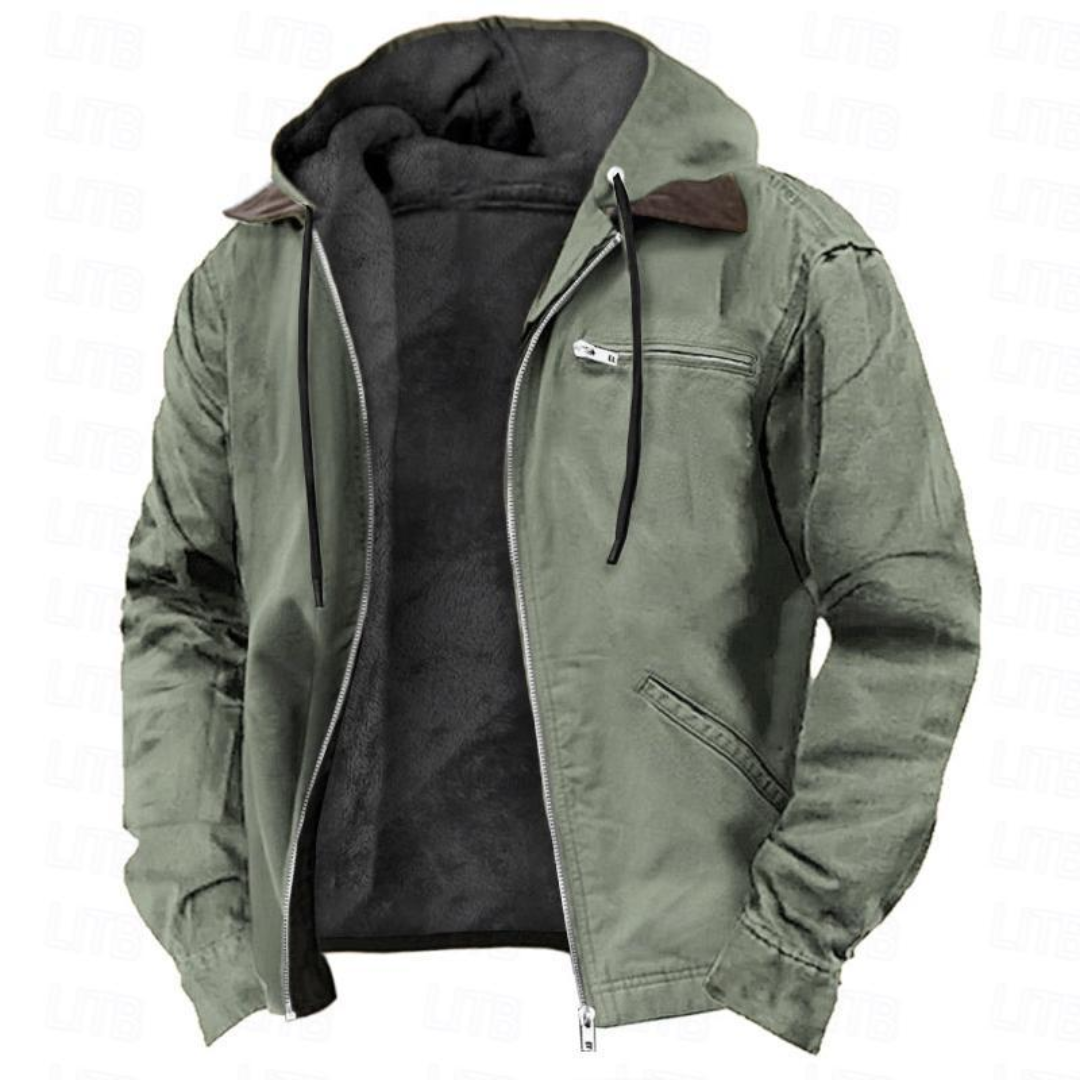 Men's hooded jacket with zippered chest pocket and long sleeves – 3