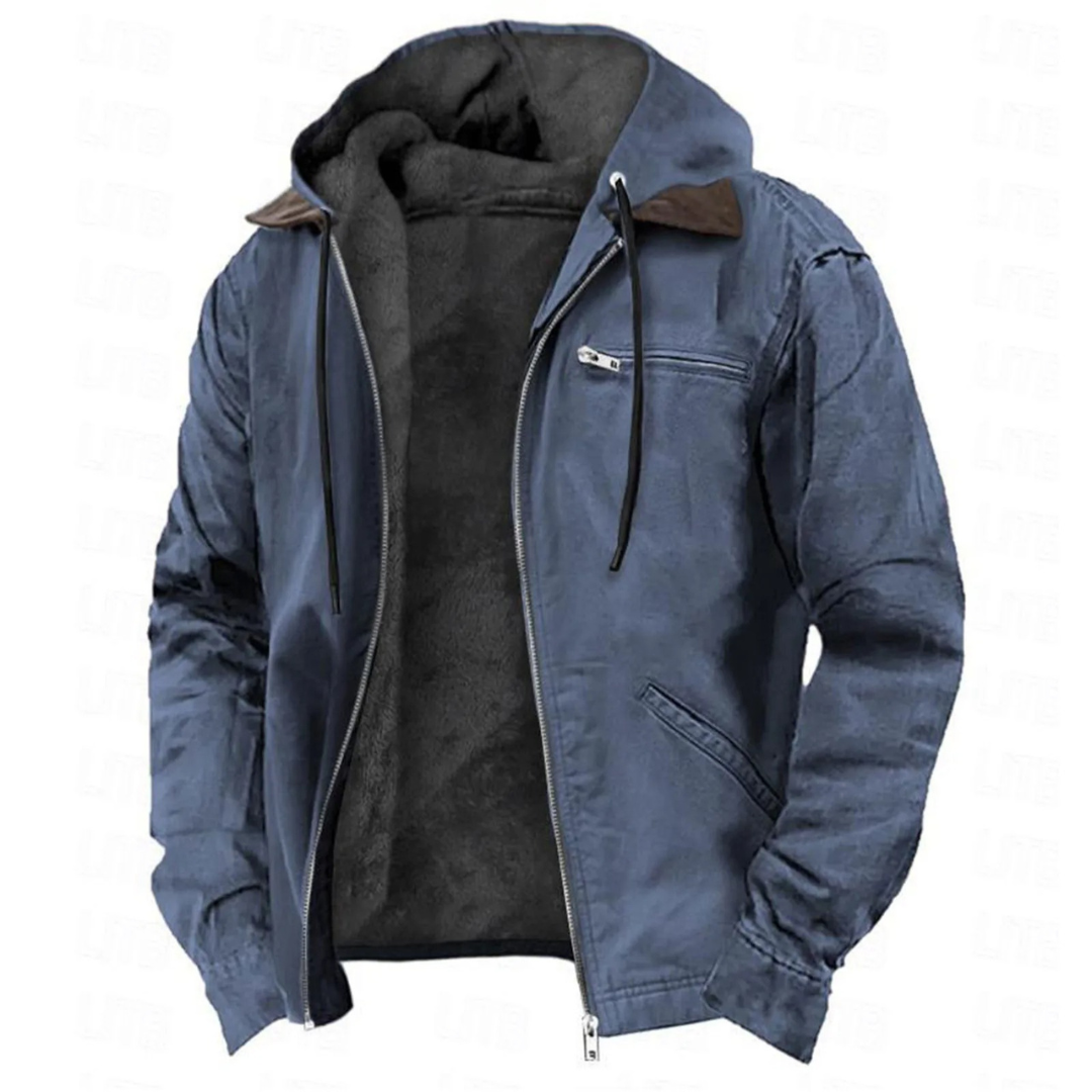 Men's hooded jacket with zippered chest pocket and long sleeves – 4