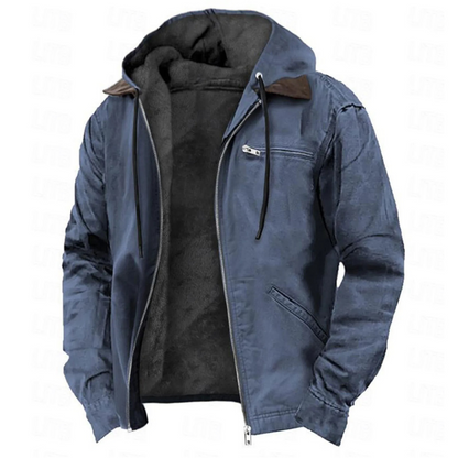 Men's hooded jacket with zippered chest pocket and long sleeves – 4