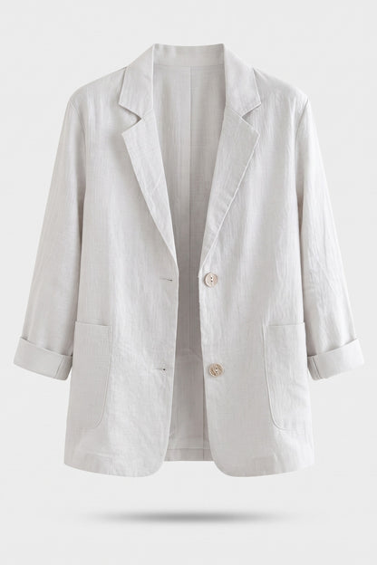 Women's Notched Lapel Blazer | Curved Hem — White — packshot
