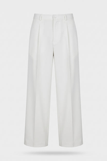 Men's High-Waist Suit Trousers | Wide Leg — White — packshot