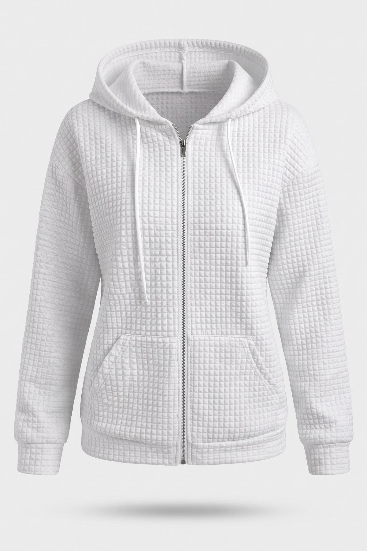 Women's Zip-Up Jacket | Hooded — White — packshot