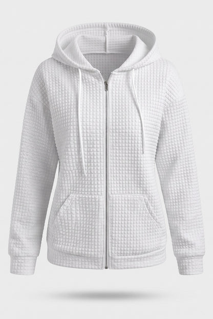 Women's Zip-Up Jacket | Hooded — White — packshot