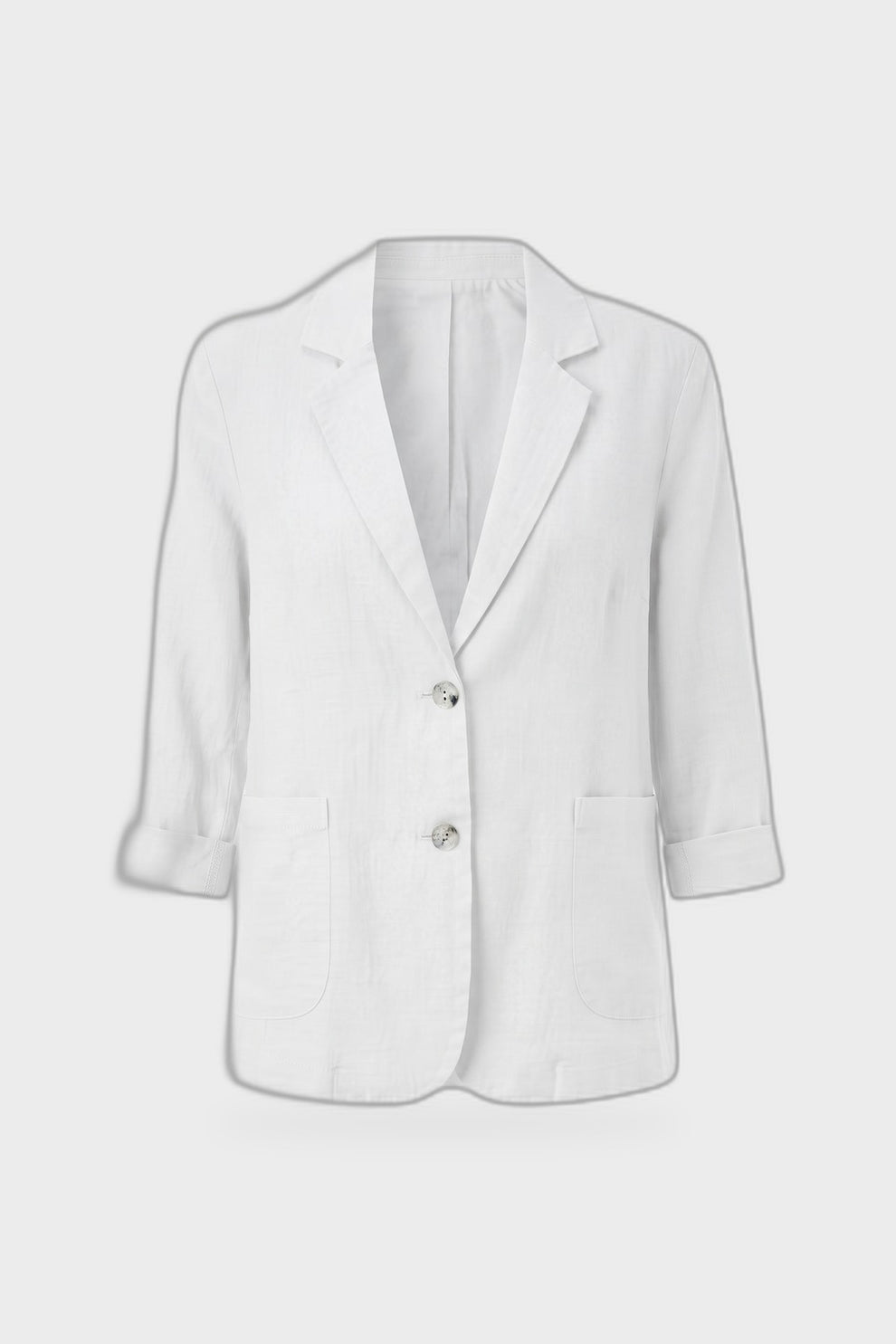 Women's Notched Lapel Blazer | Curved Hem — White — product view