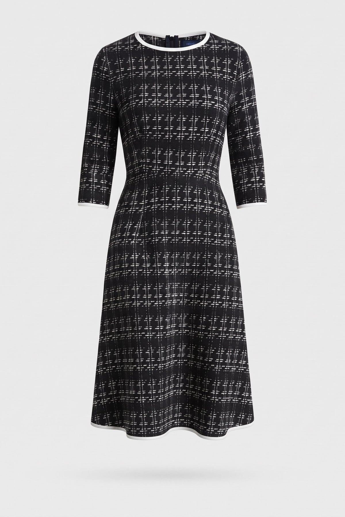 Women's A-Line Midi Dress | Contrast Trim — Black — packshot