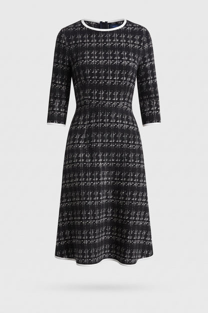 Women's A-Line Midi Dress | Contrast Trim — Black — packshot