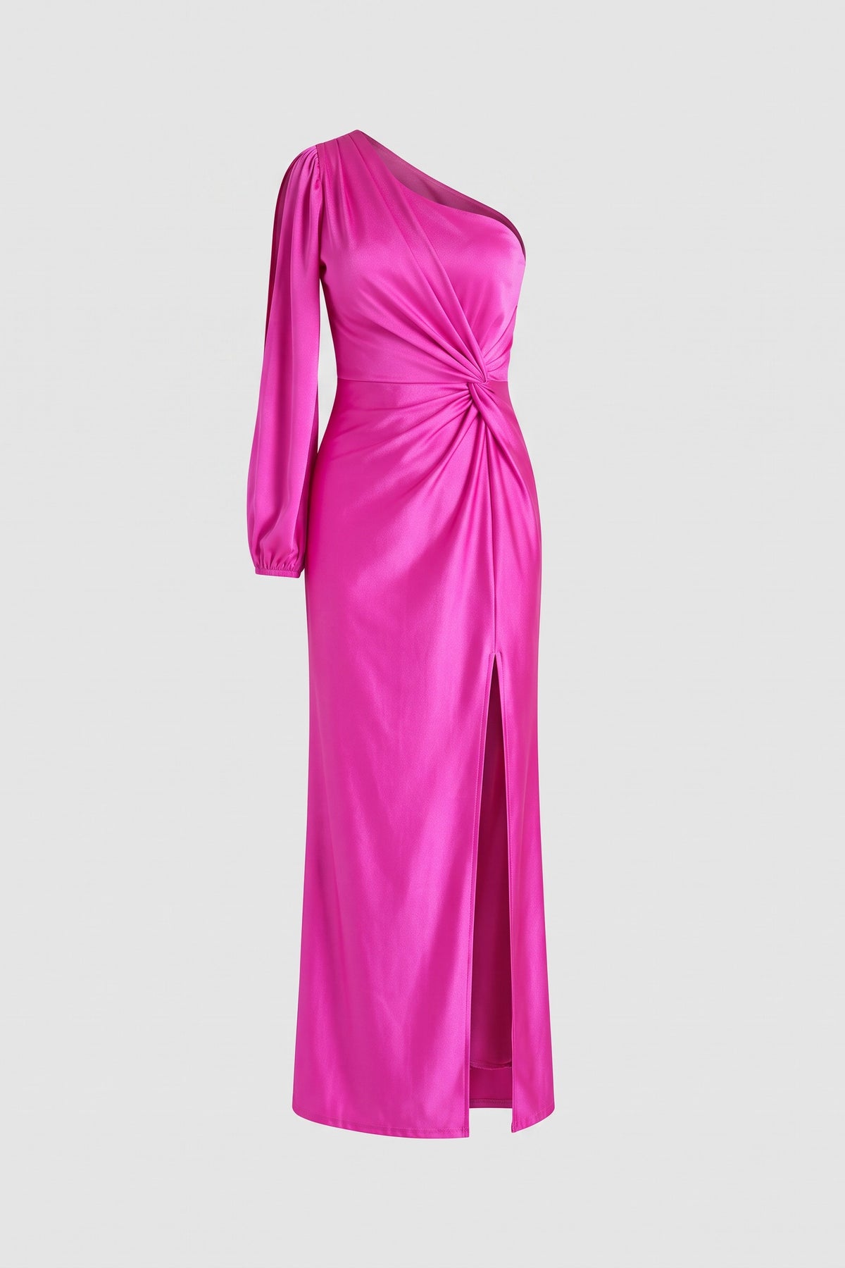 Women's Fall Wedding Guest Dress | One-Shoulder Maxi — Magenta — packshot
