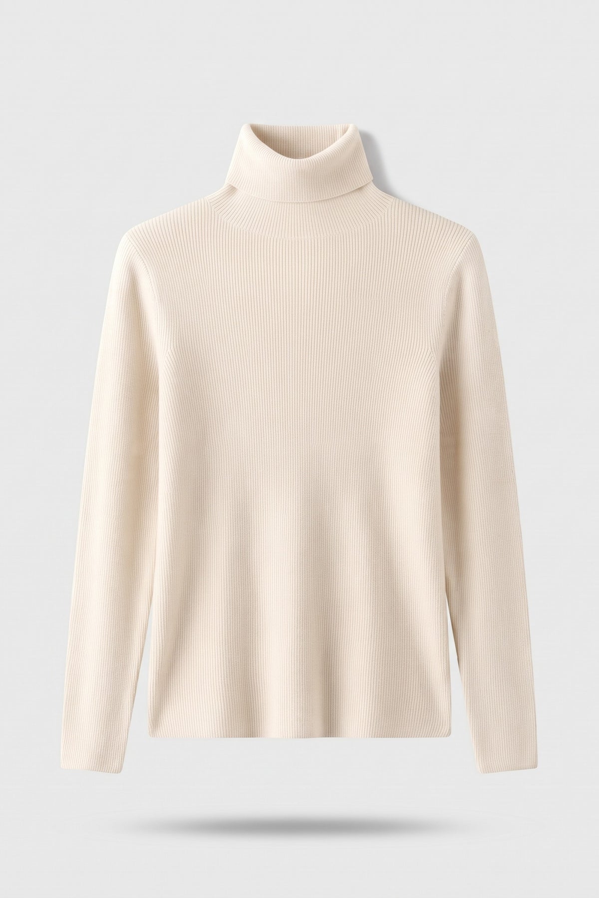 Women's Fitted Turtleneck Sweater | Ribbed — Cream — packshot