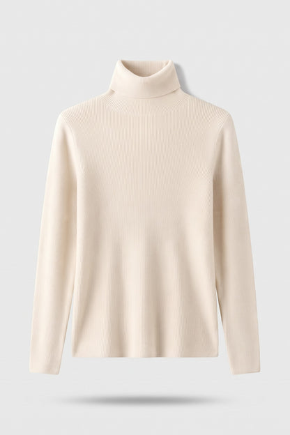 Women's Fitted Turtleneck Sweater | Ribbed — Cream — packshot