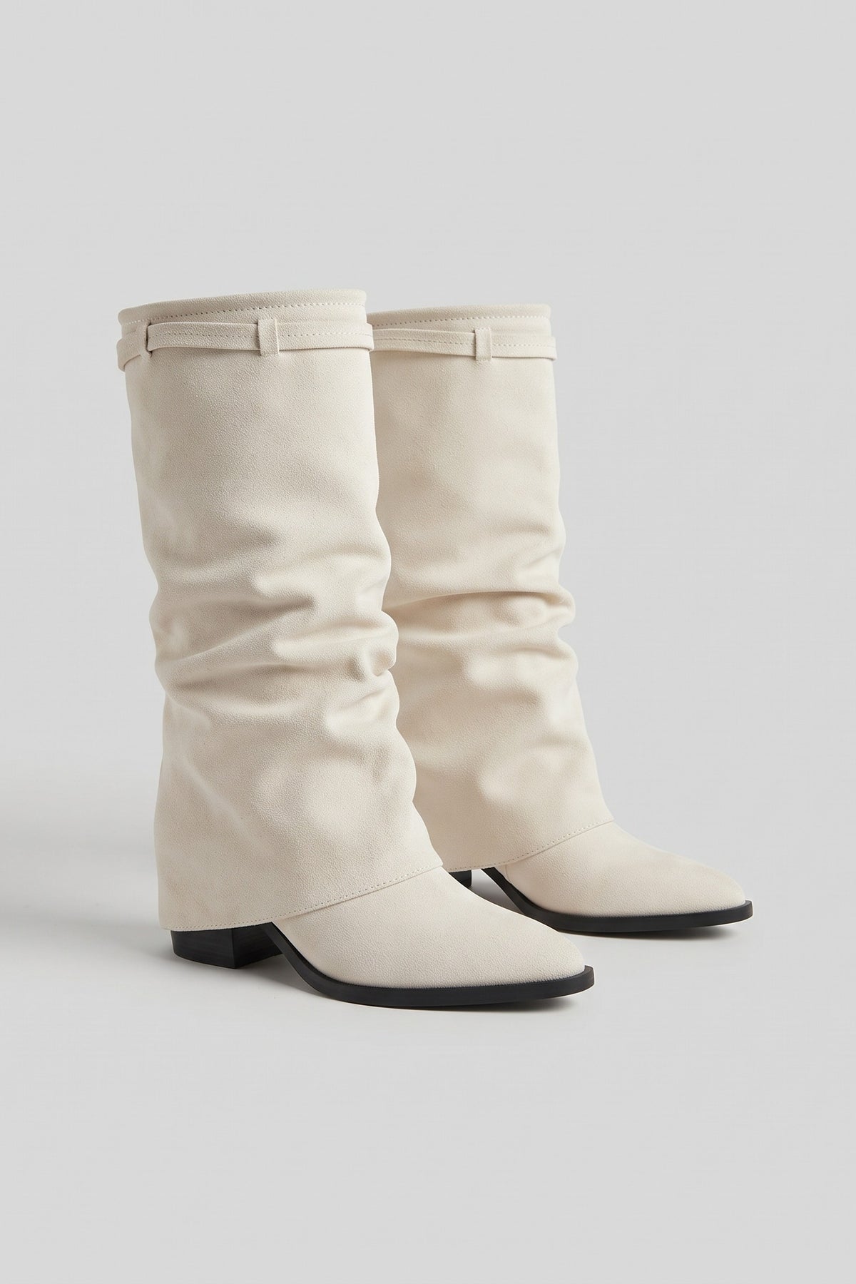Women's Fold-Over Boots | Knee-High — Cream — shoe_main — on model