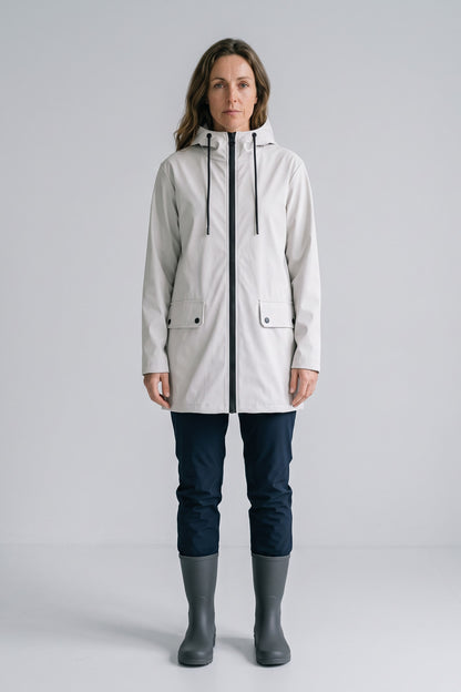 Women's Hooded Raincoat | Rainjackets — White — front view — on model